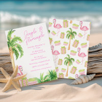 Watercolor Pink Flamingo Beach Christmas Photo