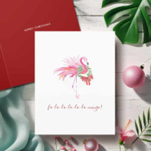 Watercolor Pink Flamingo Florida Beach Christmas