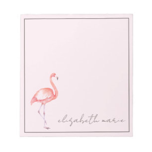 Watercolor Pink Flamingo Personalised Notepad