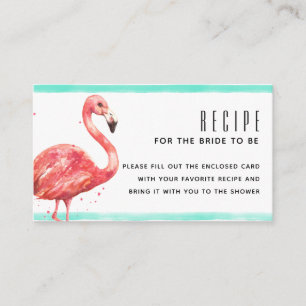 Watercolor Pink Flamingo Recipe for the Bride Enclosure Card