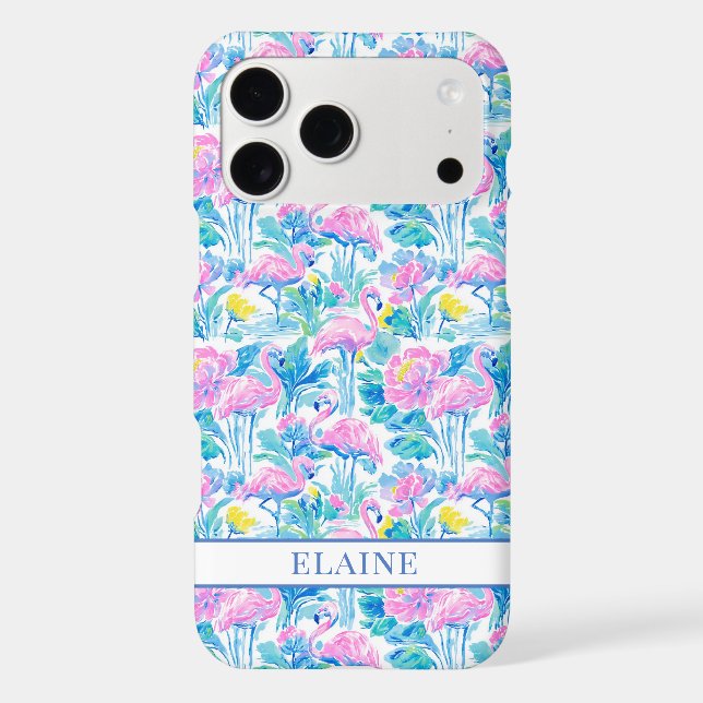 Watercolor Pink Flamingos Monogrammed (Back)