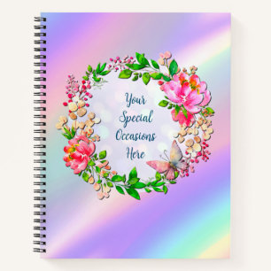 Watercolor Pink Floral and Butterfly Spring Notebook