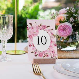 Watercolor Pink Floral Arch Table Number Card