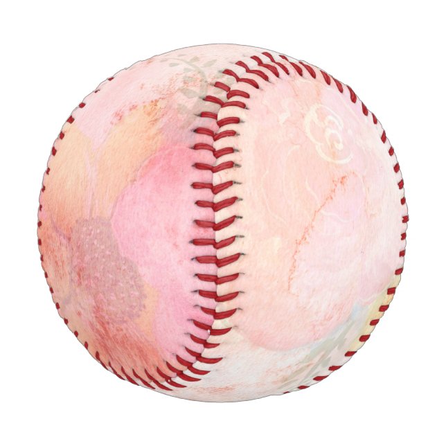 Watercolor Pink Floral Background Baseball (Angled)