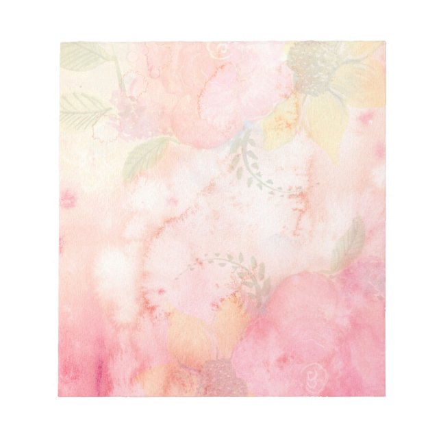 Watercolor Pink Floral Background Notepad (Front)