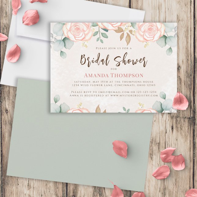 Watercolor Pink Floral Boho Bridal Shower Invitation (Creator Uploaded)