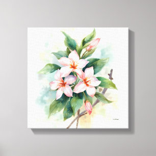 Watercolor Pink Floral Botanical Canvas Print