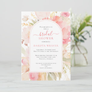 Watercolor Pink Floral Bridal Shower Invitation
