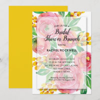 Watercolor Pink Floral Bridal Shower Invitations