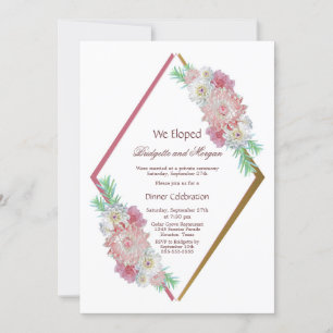 Watercolor Pink Floral Elopement Celebration Invitation