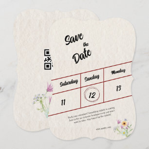 Watercolor Pink Floral Flower save the date