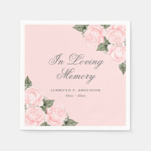 Watercolor Pink Floral Funeral Memorial Napkin