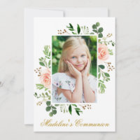 Watercolor Pink Floral Greenery Photo Communion