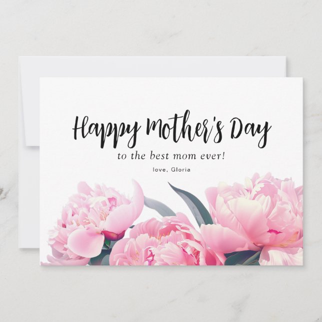 watercolor pink floral happy mother's day card (Front)