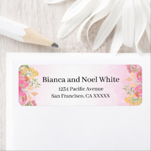 Watercolor Pink Floral Return Address Labels