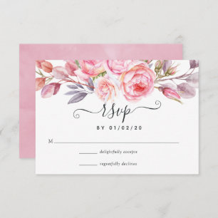 Watercolor Pink Floral RSVP Card