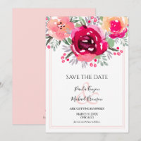 Watercolor Pink Floral Save the Date