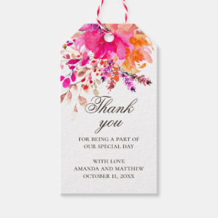 Watercolor pink floral thank you. Elegant wedding  Gift Tags