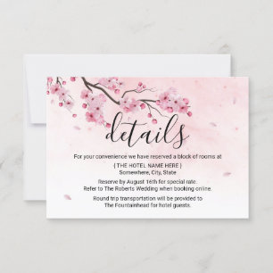 Watercolor Pink Floral Wedding Details Invitation