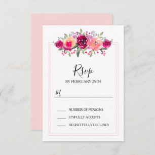 Watercolor Pink Floral Wedding Reception Enclosure Card