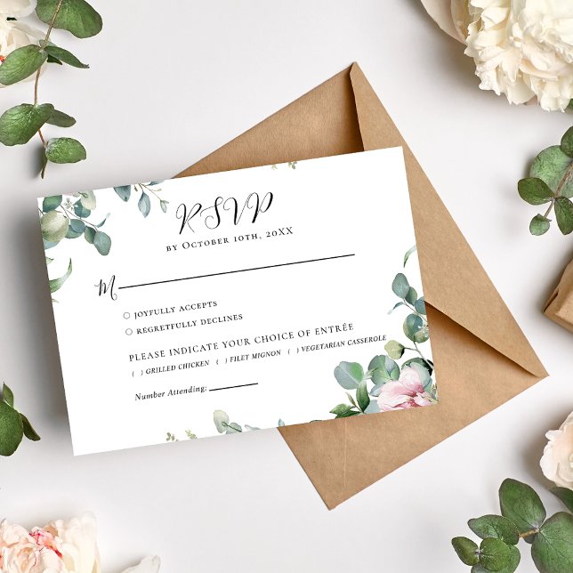 Watercolor Pink Floral Wedding RSVP Card (Creator Uploaded)