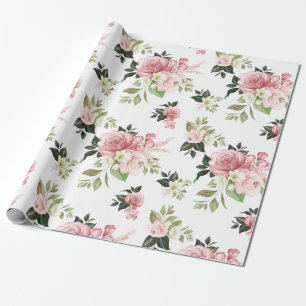 Watercolor Pink Floral Wrapping Paper