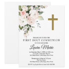 Watercolor Pink Florals First Holy Communion