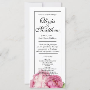 Watercolor pink florals pink peonies pink roses