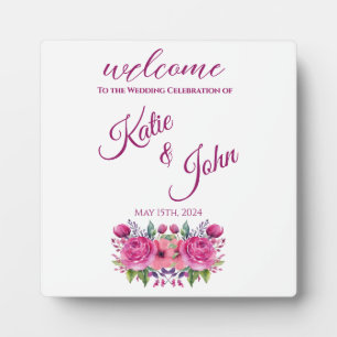 Watercolor Pink Flower Bouquet- Plaque