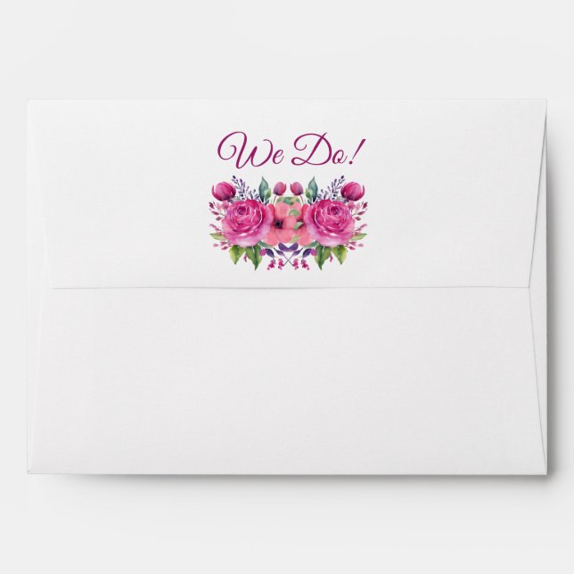 Watercolor Pink Flower Bouquet-Wedding- Envelope (Back (Top Flap))