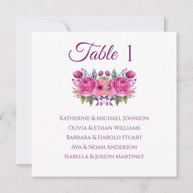 Watercolor Pink Flower Bouquet-Wedding- Invitation (Front)