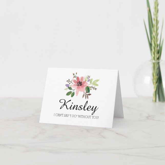 Watercolor Pink Flower Burst | Be My Bridesmaid? Invitation (Front)