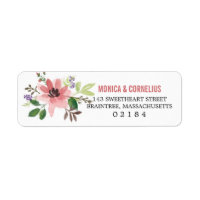 Watercolor Pink Flower Burst | Return Address