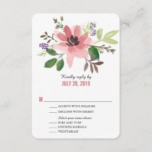 Watercolor Pink Flower Burst   Wedding RSVP