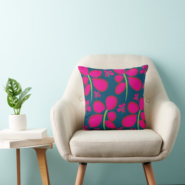 Watercolor Pink Flower Cushion (Chair)