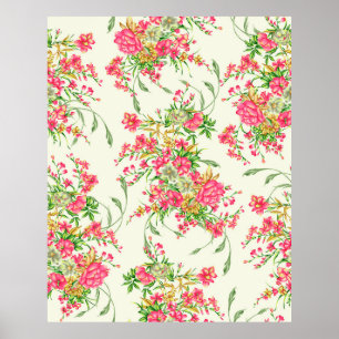watercolor pink flower patternabstract, art, backg poster