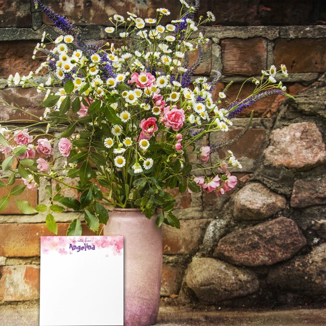 Watercolor pink flower purple letter notepad (Creator Uploaded)