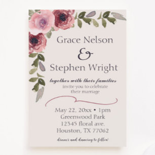 Watercolor Pink Flower Wedding Event Invitation