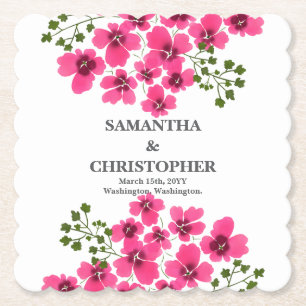 Watercolor Pink Flowers-53431 Paper Coaster