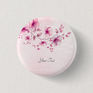 Watercolor Pink Flowers Button