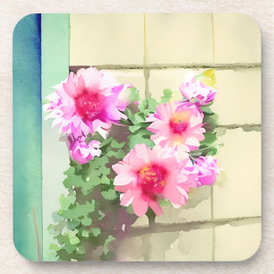 Watercolor Pink Flowers Coaster