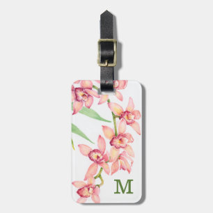 Watercolor Pink Flowers Luggage Tag