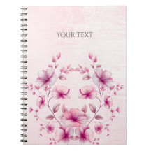 Watercolor Pink Flowers Notebook