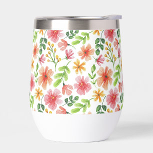 Watercolor Pink Flowers Pattern
