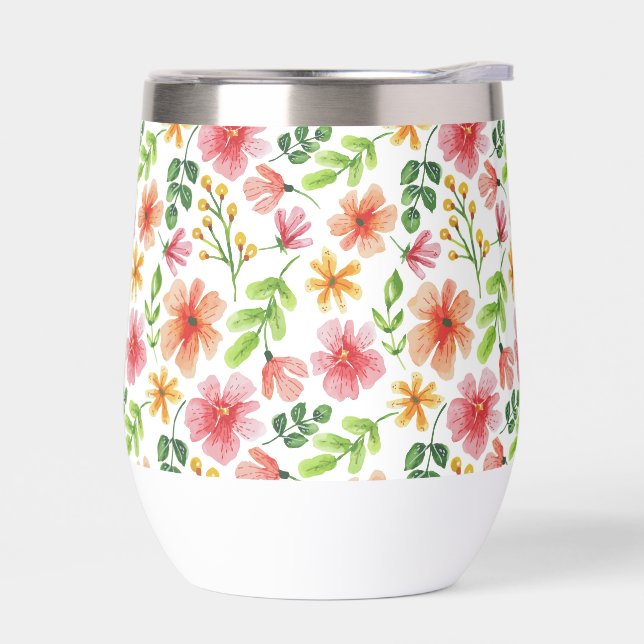 Watercolor Pink Flowers Pattern (Left)