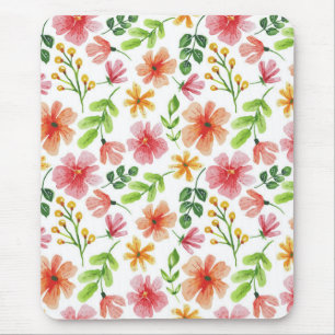 Watercolor Pink Flowers Pattern-69677 Mouse Pad