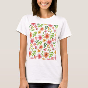 Watercolor Pink Flowers Pattern-69677 T-Shirt