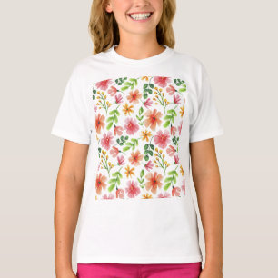 Watercolor Pink Flowers Pattern-69677 T-Shirt