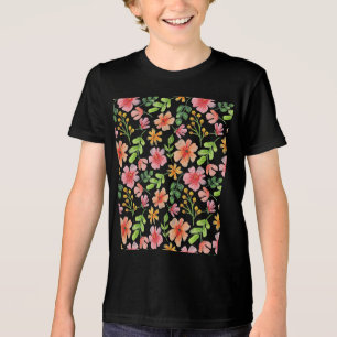 Watercolor Pink Flowers Pattern-69677 Tri-Blend Shirt