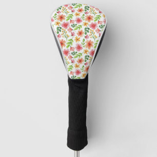 Watercolor Pink Flowers Pattern Golf Head Cover